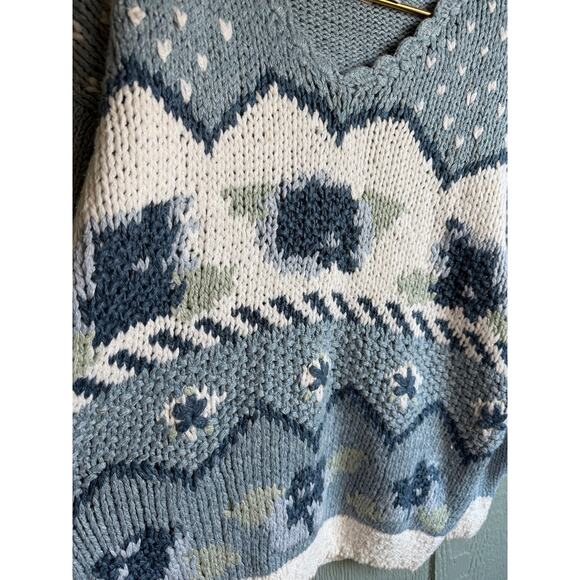 Vintage 90s Cottagecore Floral Embroidered Sweater, Large - Picture 6 of 6